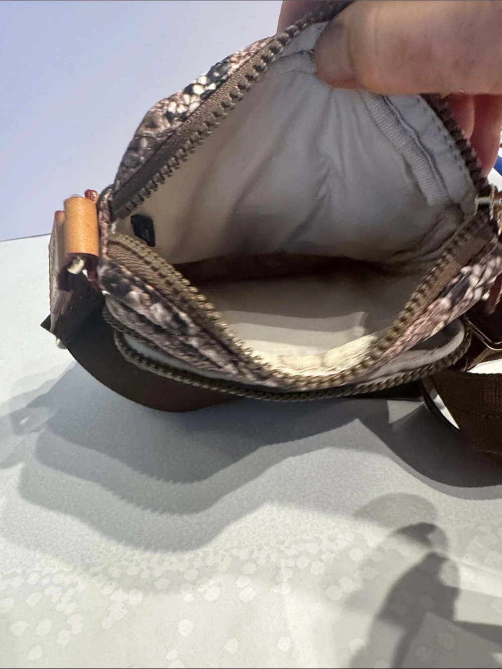 MZ Wallace Brown Snake-Print Quilted Crossbody